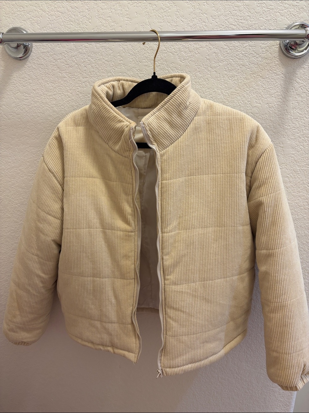 cream corduroy puffer jacket